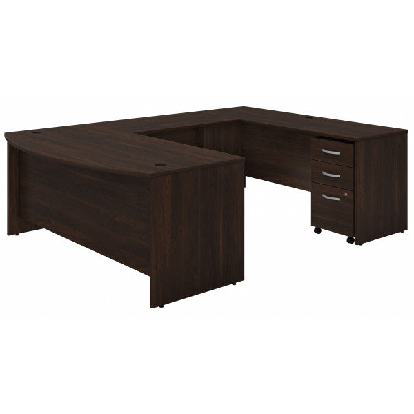 Shop Bush Furniture for you Studio C 72W x 36D U Shaped Desk with Mobile File Cabinet 02 STC004BWSU  color black walnut