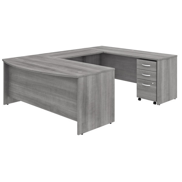 Shop Bush Furniture for you Studio C 72W x 36D U Shaped Desk with Mobile File Cabinet 02 STC004PGSU  color platinum gray