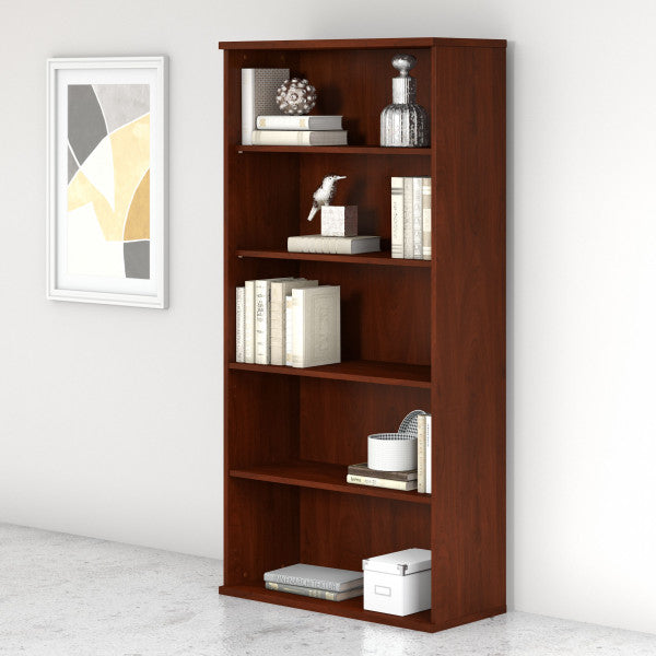 Shop Bush Furniture for you Studio C Tall 5 Shelf Bookcase 01 SCB136HC-Z  color hansen cherry