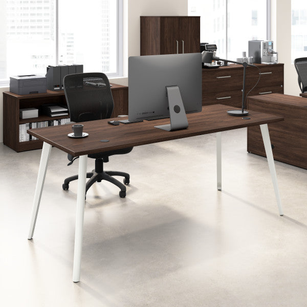 Shop Bush Furniture for you Vista 72W x 30D Computer Desk with Splayed Metal Legs 01 VSD172BW  color black walnut