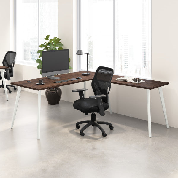 Shop Bush Furniture for you Vista 72W x 30D L Shaped Desk with Splayed Metal Legs 01 VST003BW  color black walnut