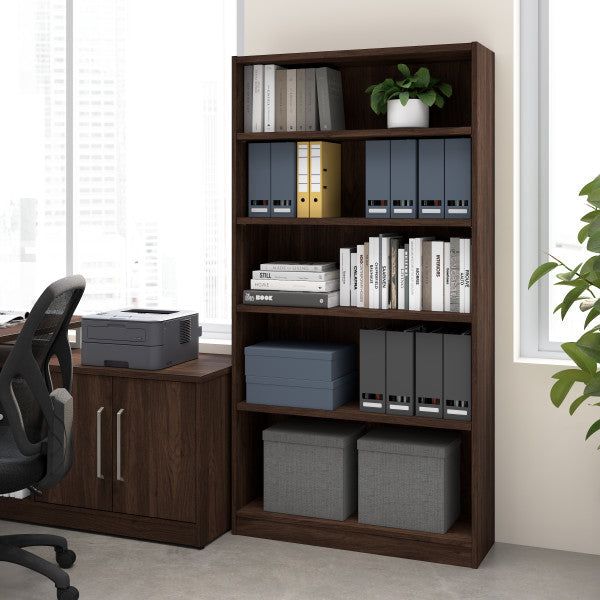 Shop Bush Furniture for you Vista Tall 5 Shelf Bookcase 01 VSB12453-Z  color black walnut